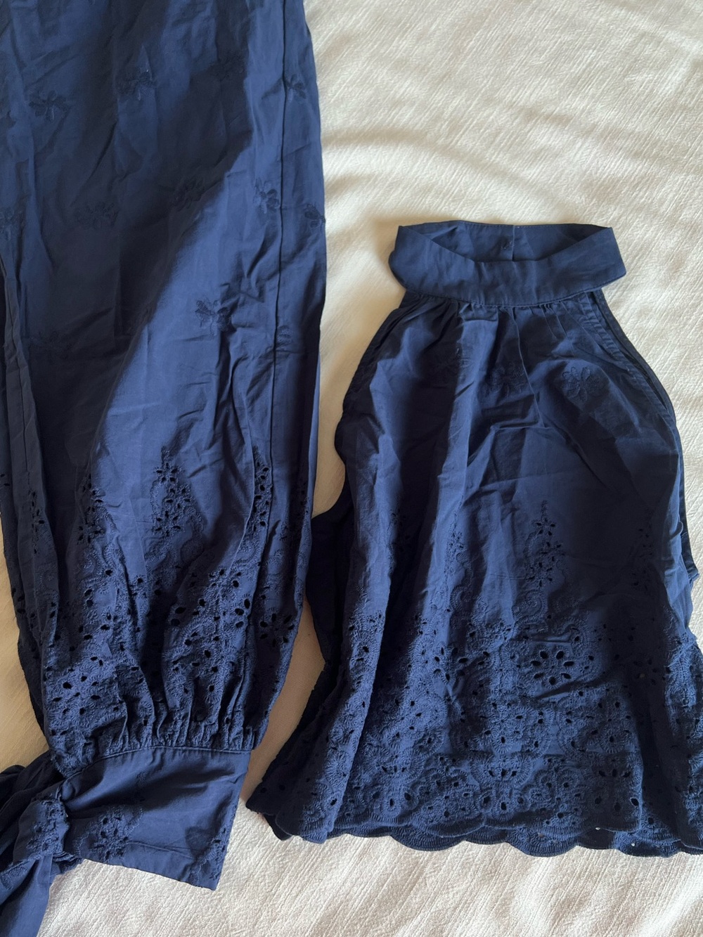Commense Navy Eyelet Two-Piece Pant Set - Picture 5 of 7